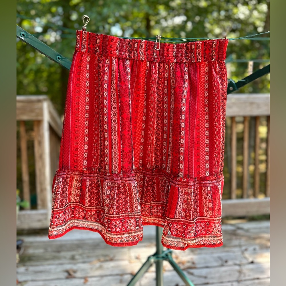 LOFT Red Stripe Boho Skirt : M